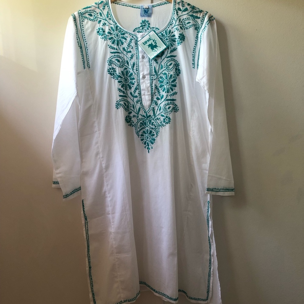 Karma Living embroidered coverup tunic. Handcrafted. Size 12. Brand new! - Picture 3 of 12